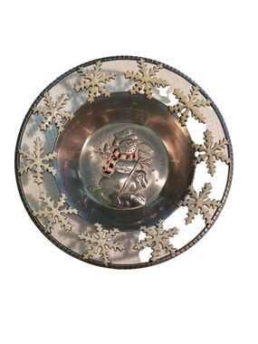 Accent Silver, Red and White Frosty the Snowman Christmas Dish